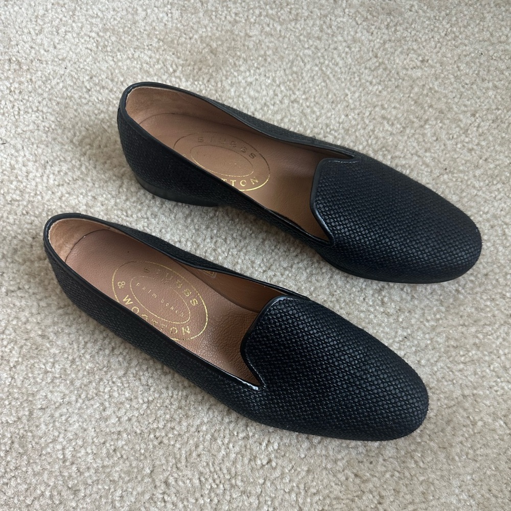 Stubbs & Wootton Black Textured Leather Loafers